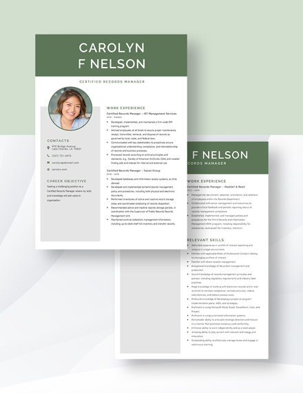 Certified Records Manager Resume  Download
