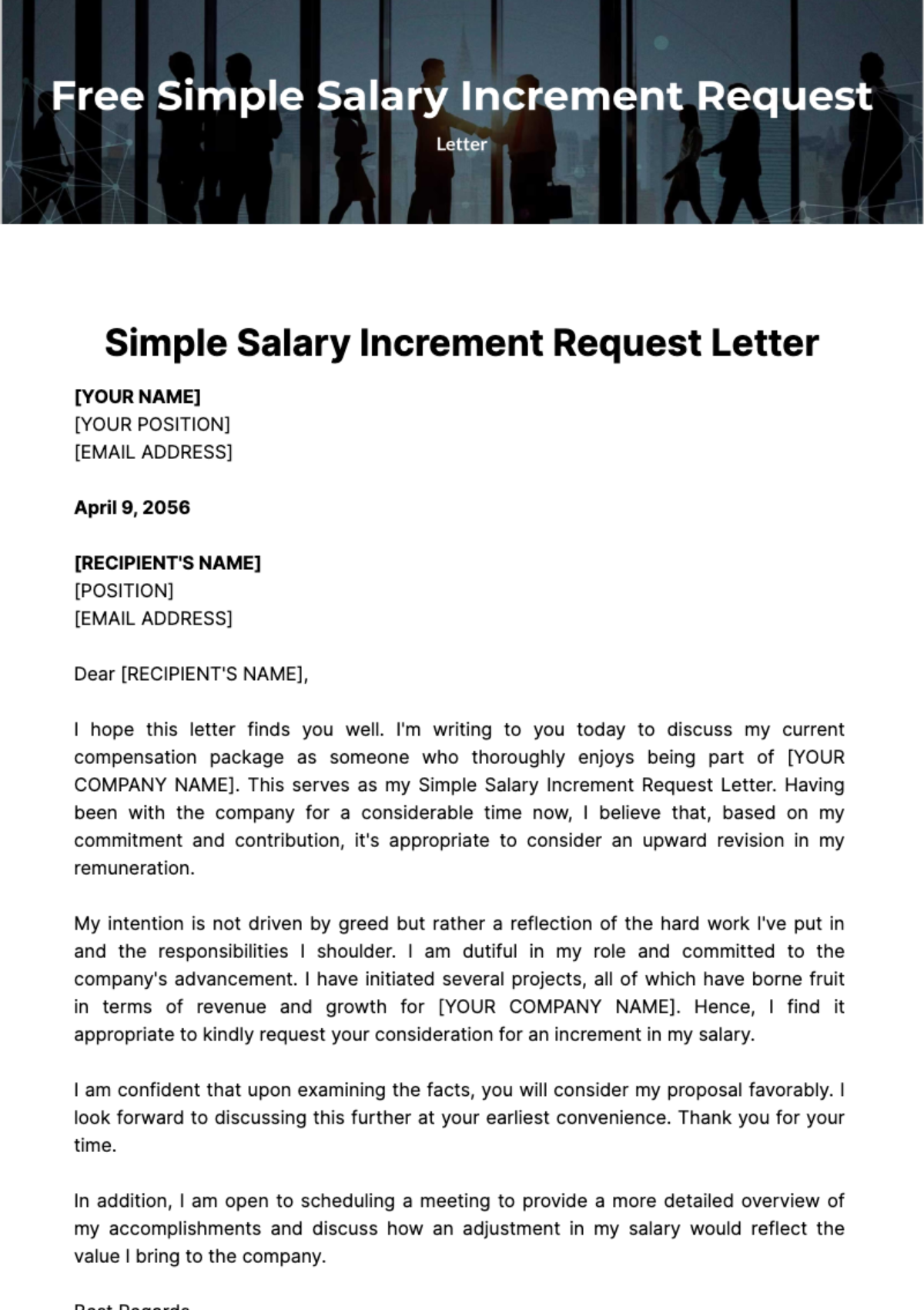 Free Simple Salary Increment Request Letter Template