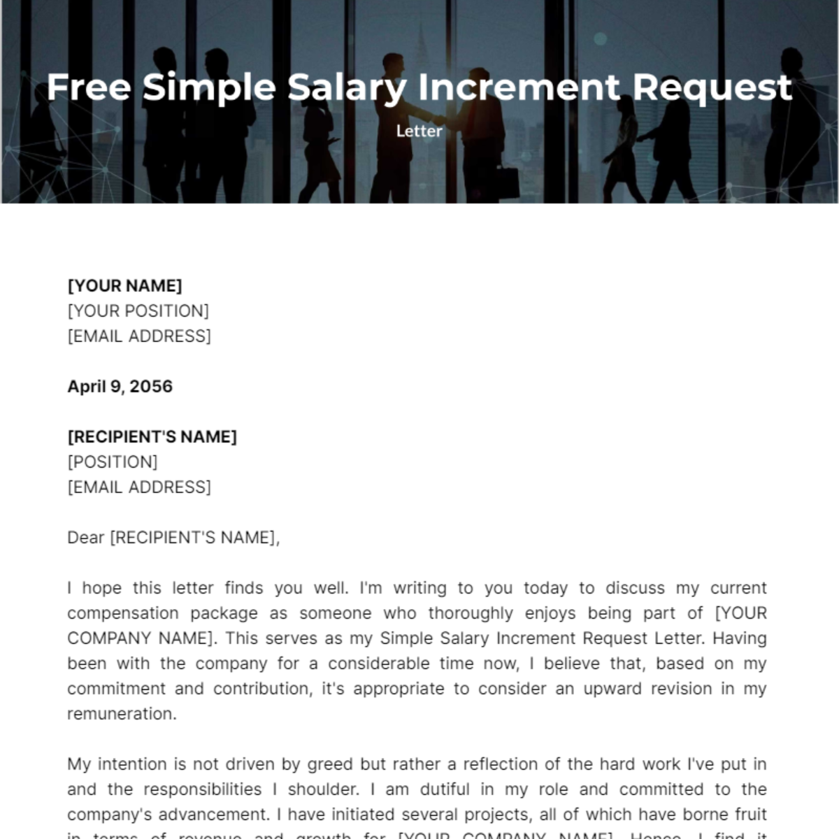 Simple Salary Increment Request Letter Template
