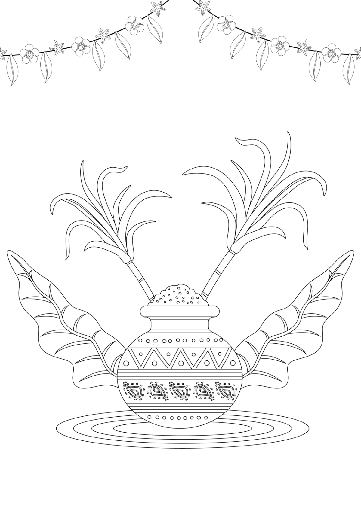 Pongal Celebration Drawing Template