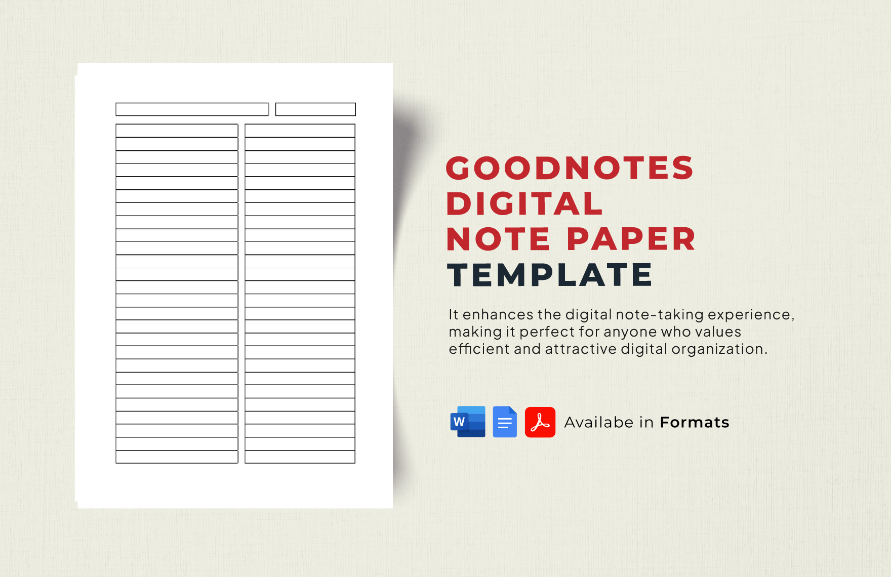 Goodnotes Digital Note Paper Template in Word, Google Docs, PDF