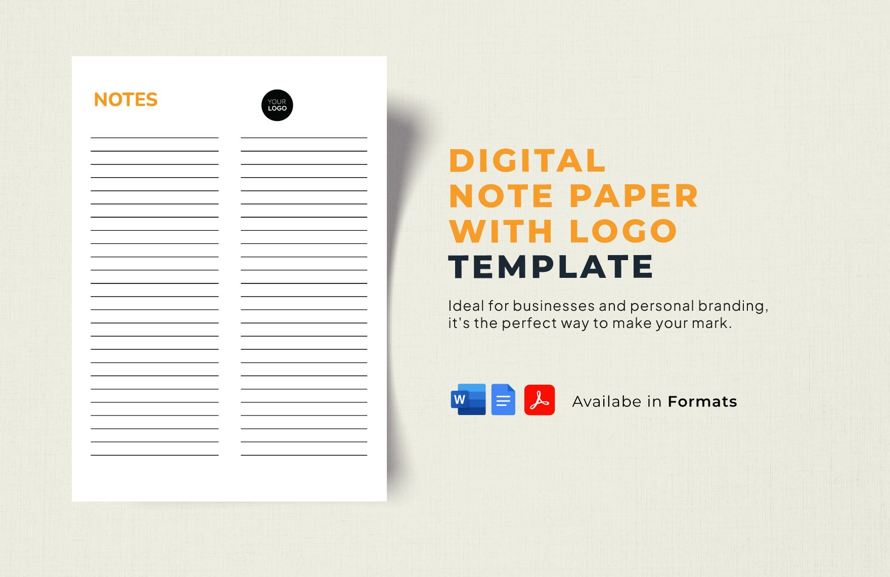 Digital Note Paper with Logo Template