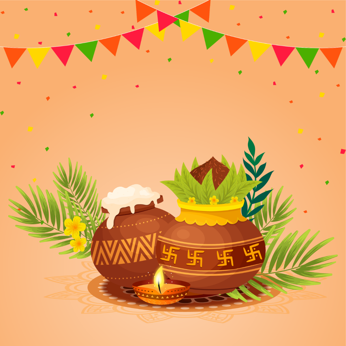 Free Pongal Festival Vector Template