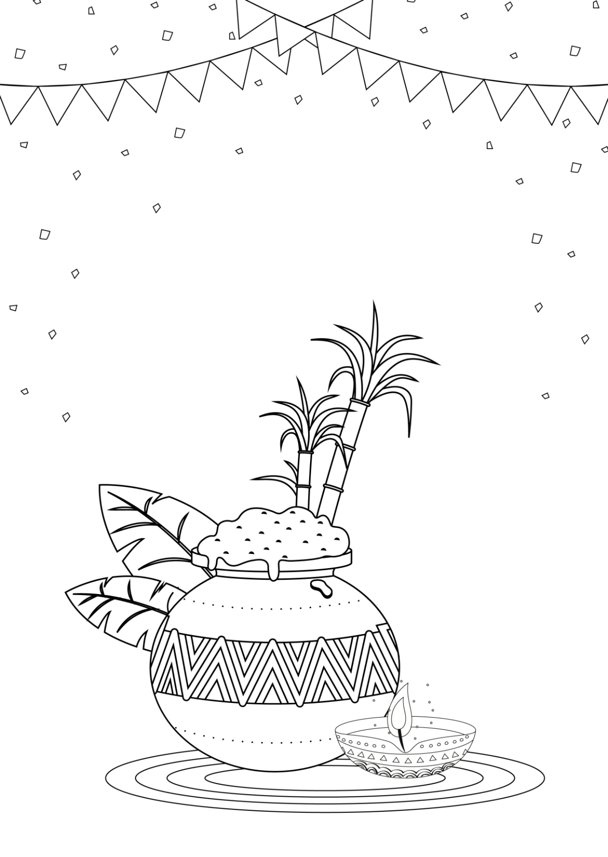 outline picture of pongal pot - Clip Art Library