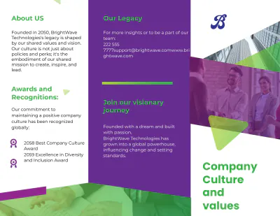 Free Company Culture and Values Brochure HR Template to Edit Online