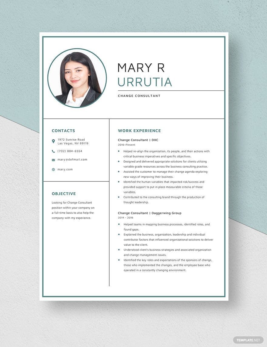 Change Consultant Resume in Word, Apple Pages