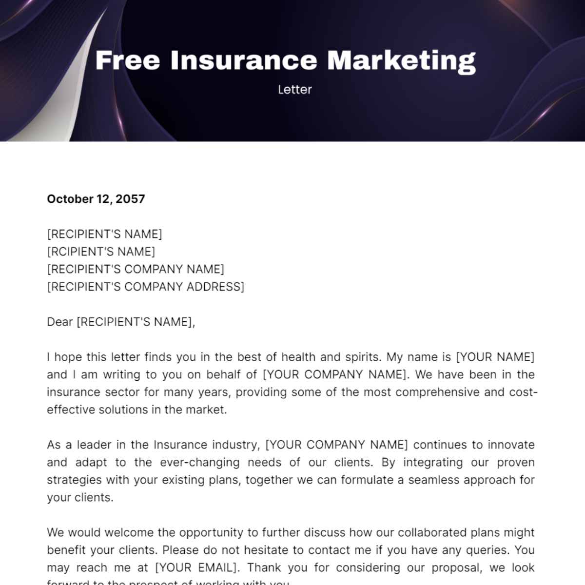 Insurance Marketing Letter Template