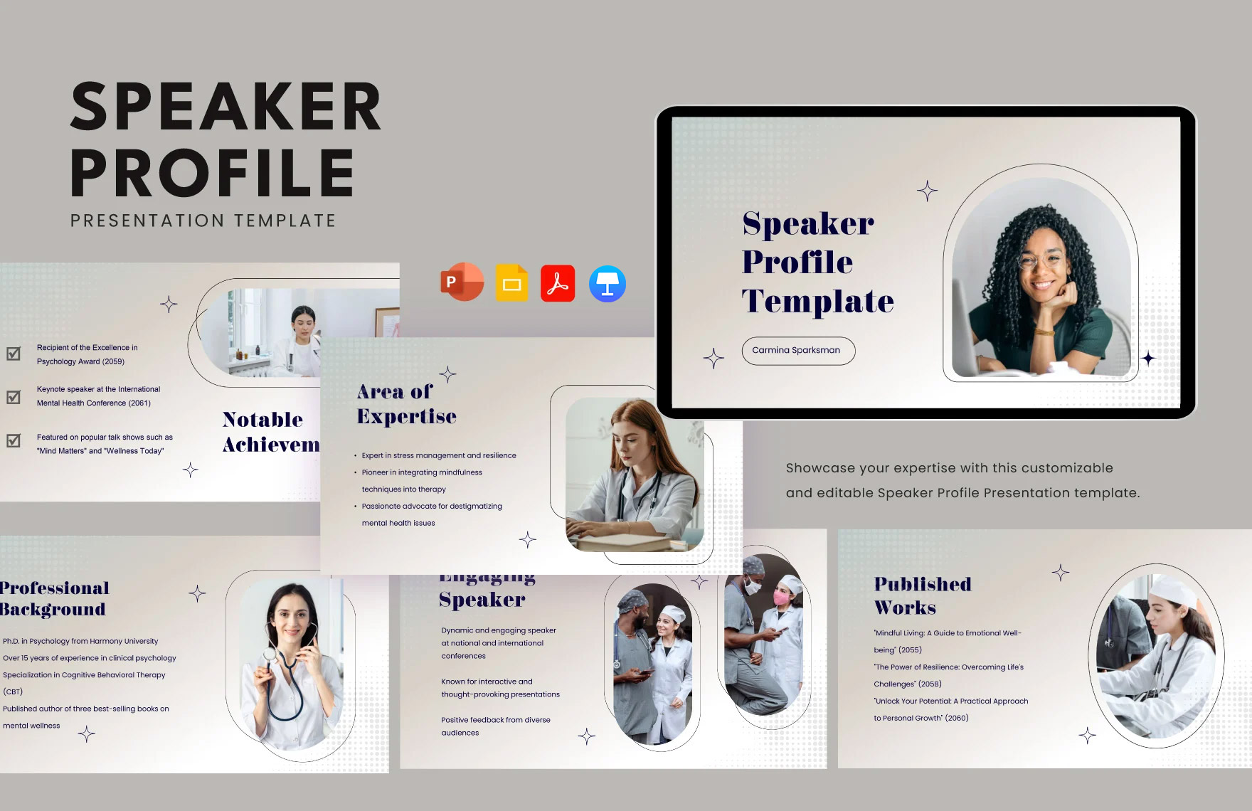 Speaker Profile Template in PDF, PowerPoint, Google Slides, Apple Keynote