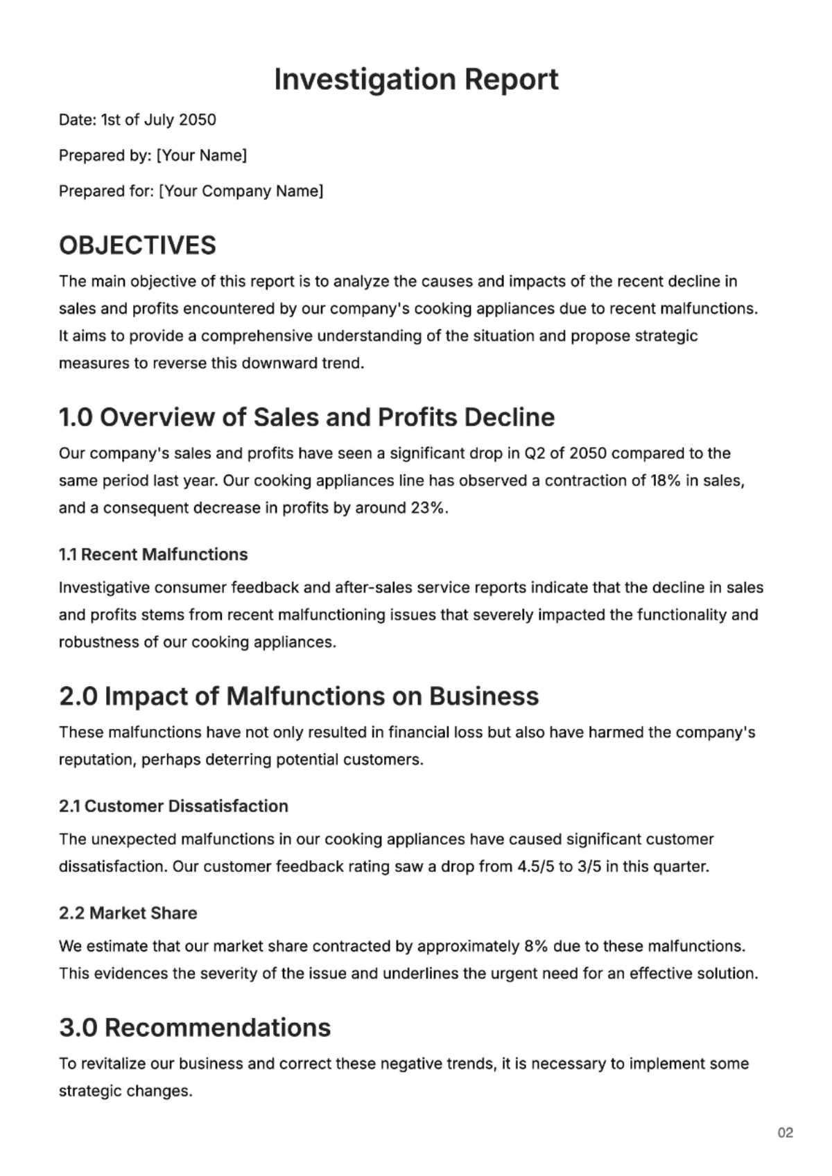 Free Report Template to Edit Online