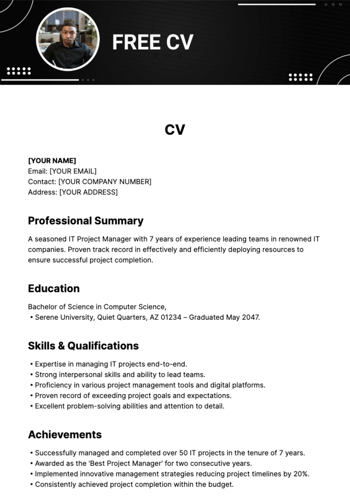 CV Template - Edit Online & Download