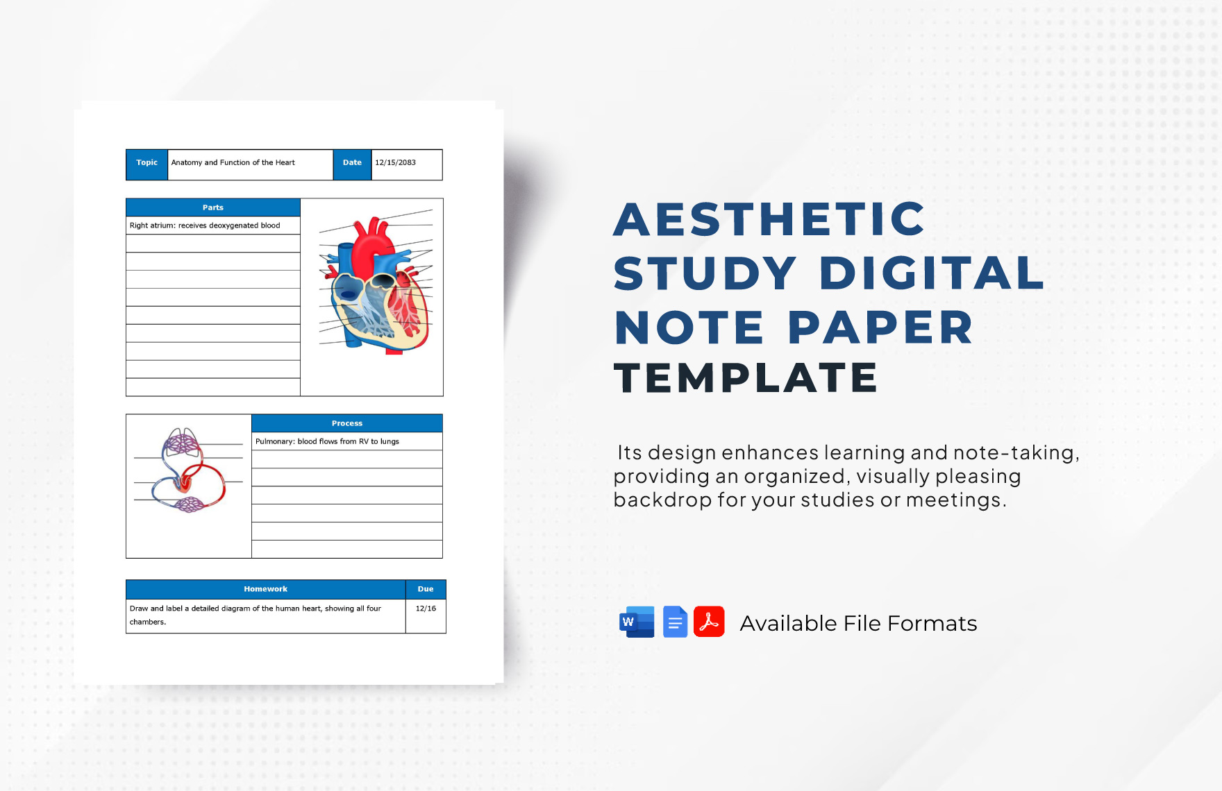 Aesthetic Study Digital Note Paper Template