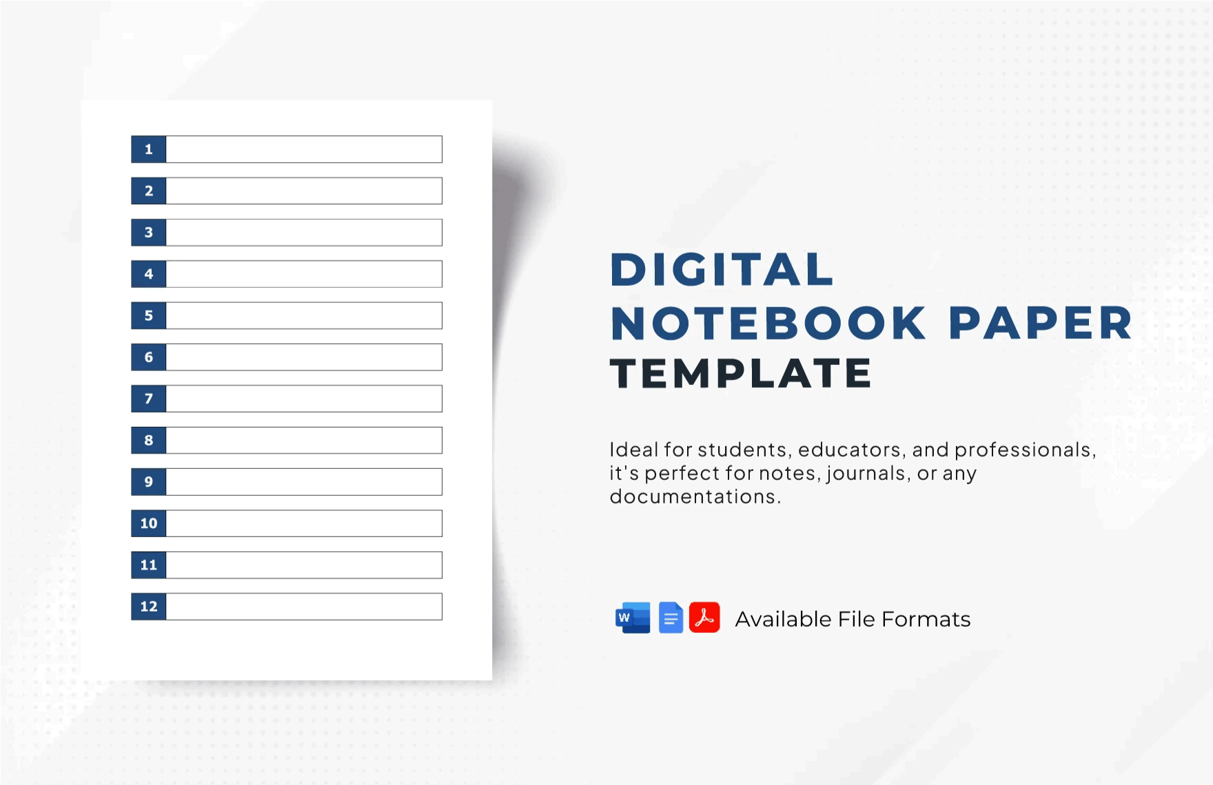 Digital Notebook Paper Template in Word, Google Docs, PDF