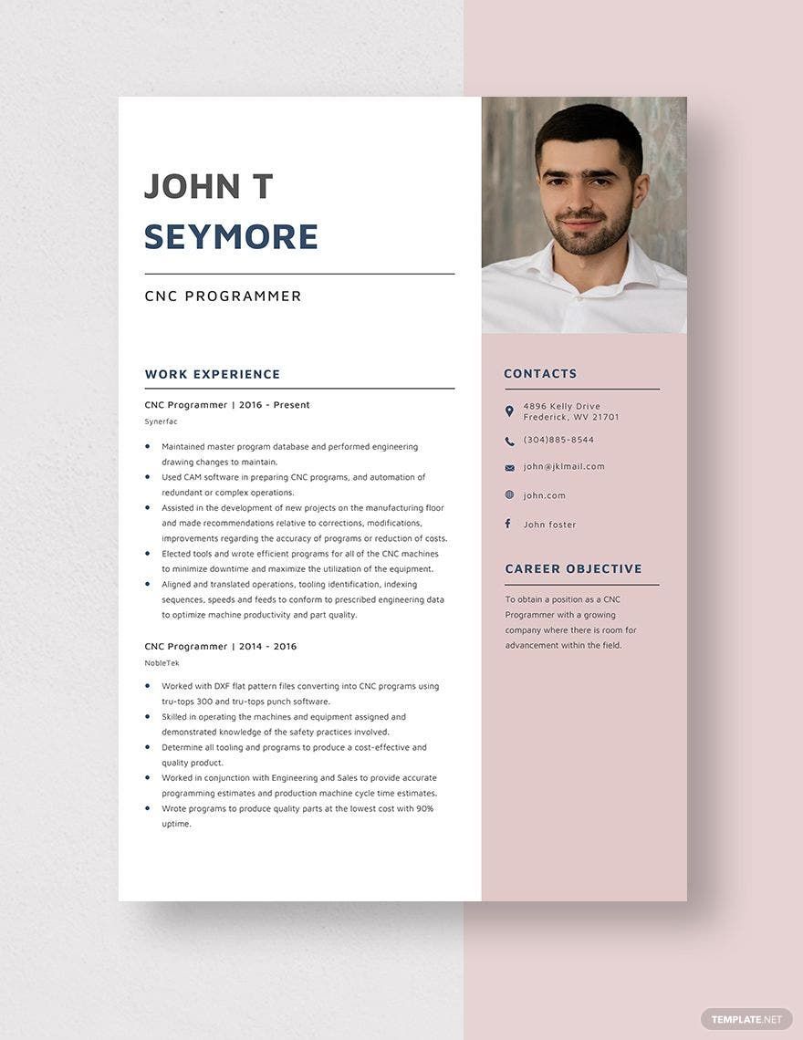 Free CNC Programmer Resume - Word, Apple Pages | Template.net