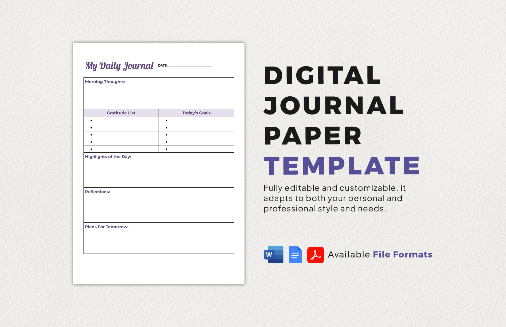 Digital Journal Paper Template in Word, PDF, Google Docs - Download | Template.net