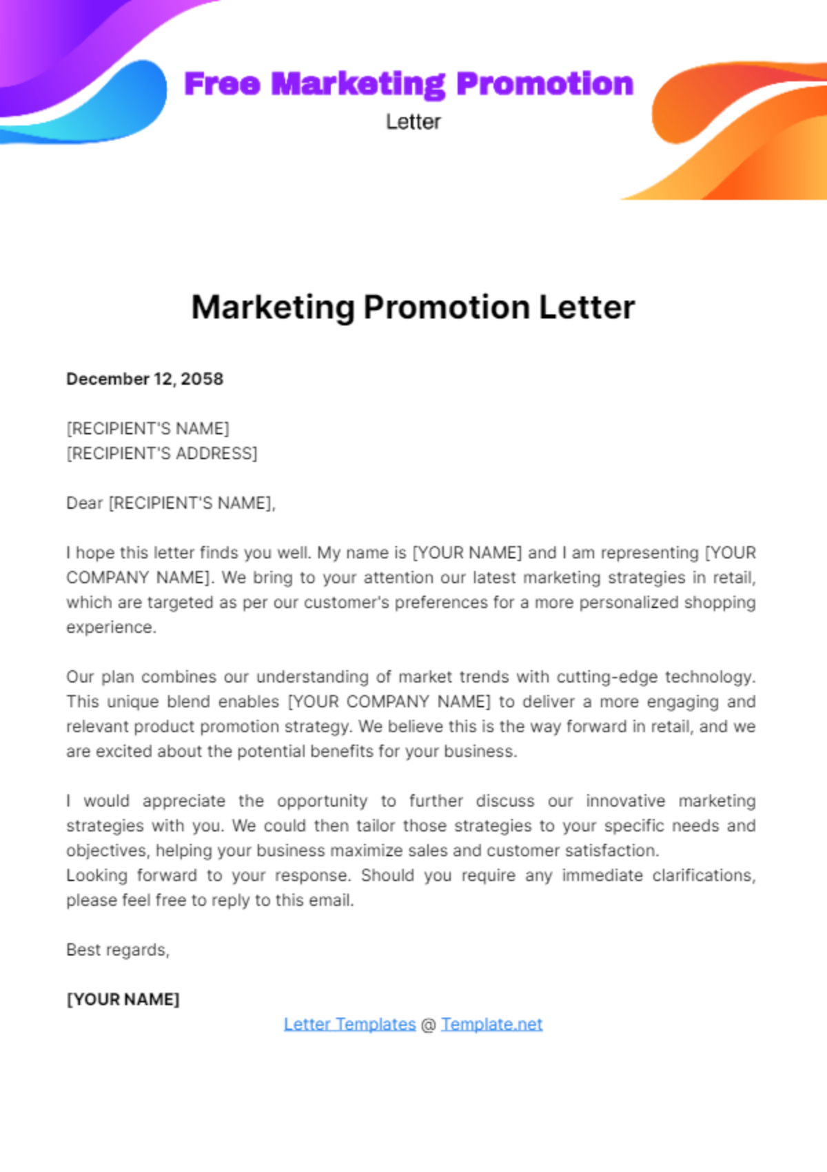 Marketing Promotion Letter Template