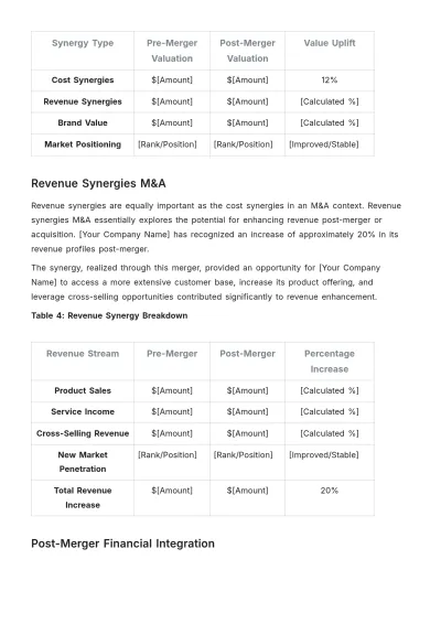 Free Finance Mergers & Acquisitions Transaction Report Template to Edit Online