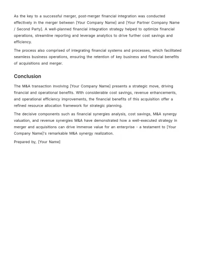 Free Finance Mergers & Acquisitions Transaction Report Template to Edit Online