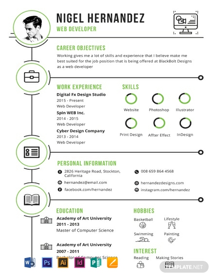 sample high printable school resume FREE PSD  Word Resume Minimalist Infographic Template