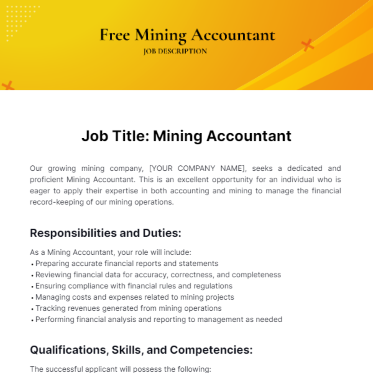 Free Mining Accountant Job Description Template