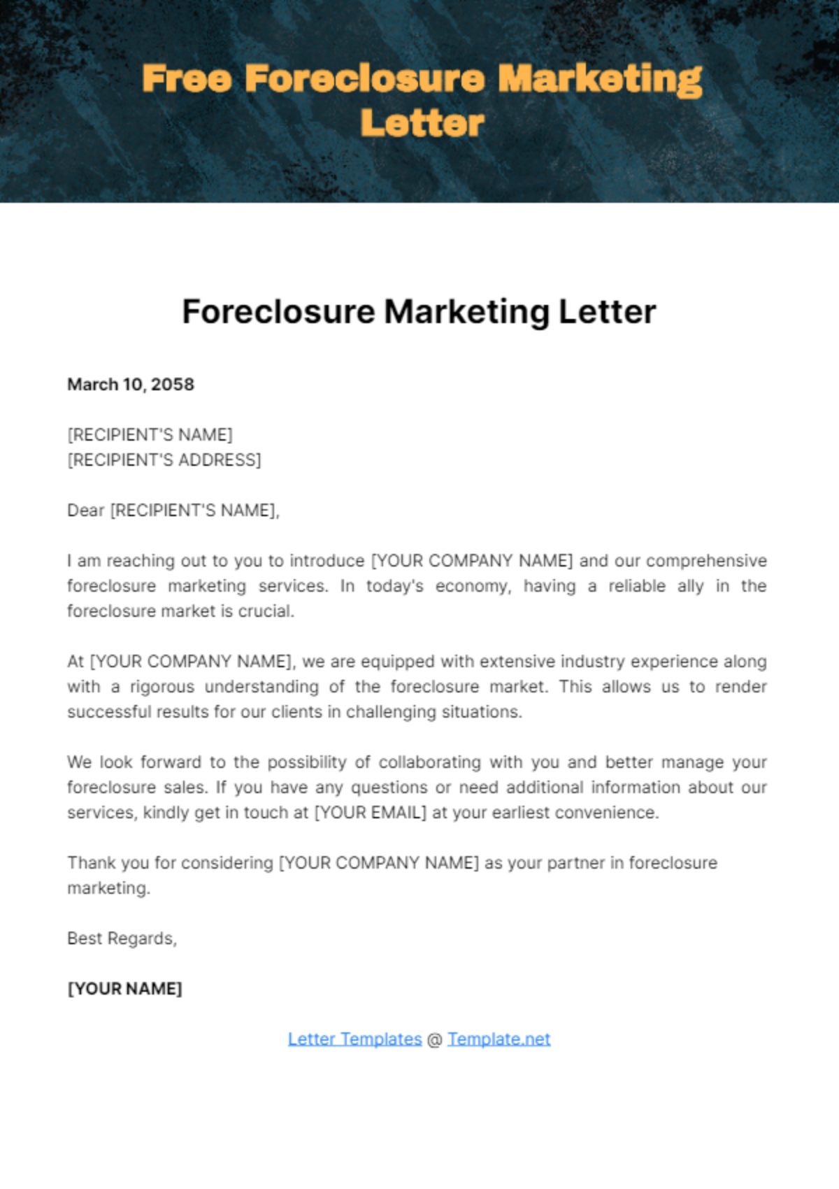Free Foreclosure Marketing Letter Template