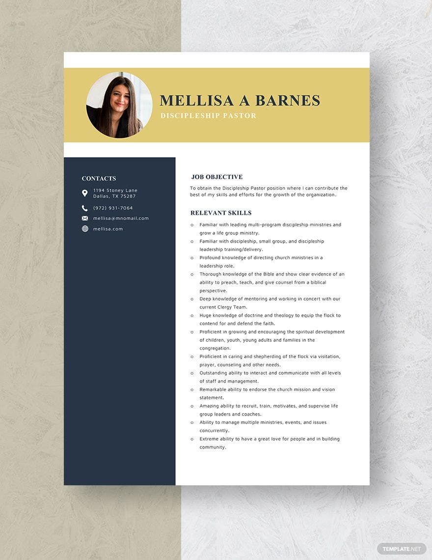 Free Ministry Resume Templates Printable Form, Templates and Letter