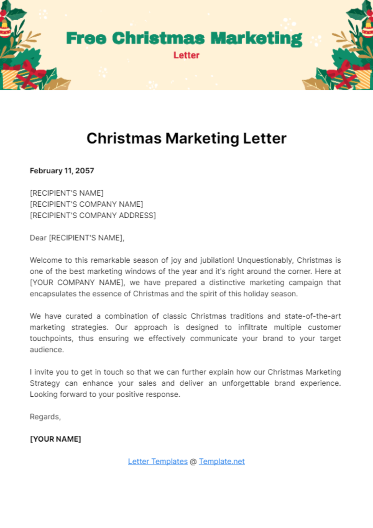 Free Christmas Marketing Letter Template