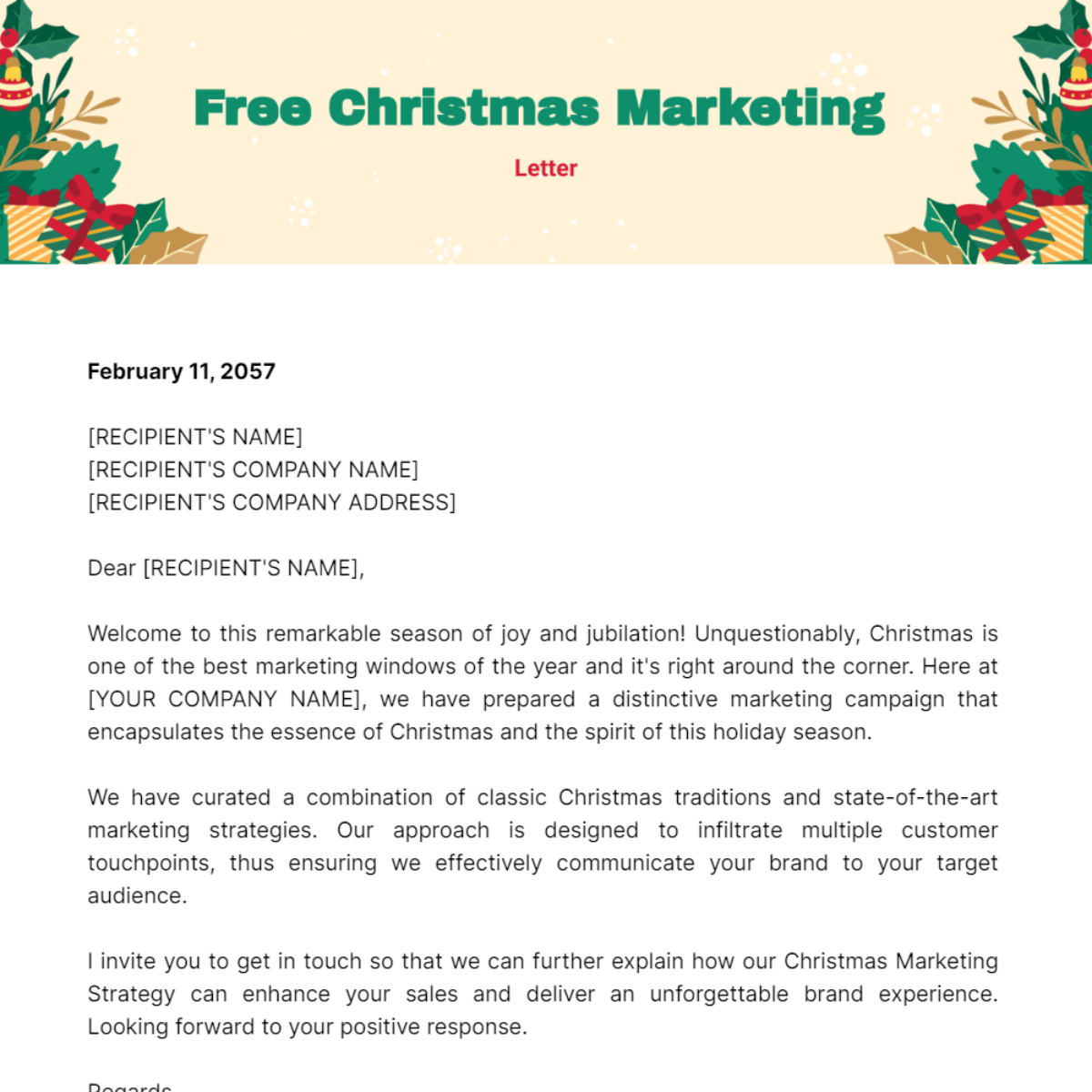 Christmas Marketing Letter Template