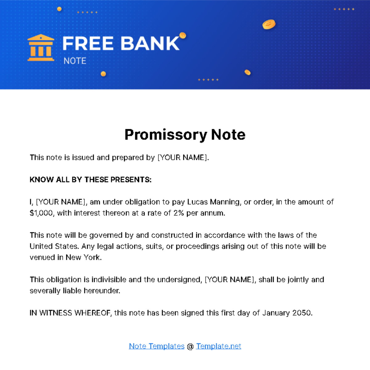 Free Bank Note Template