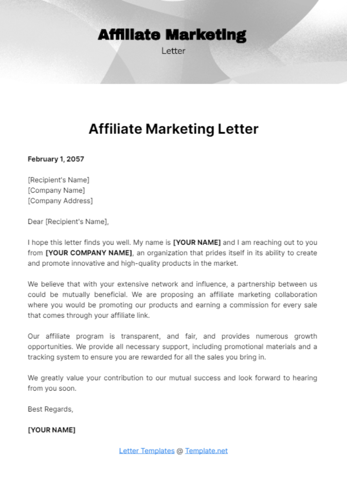 Free Affiliate Marketing Letter Template