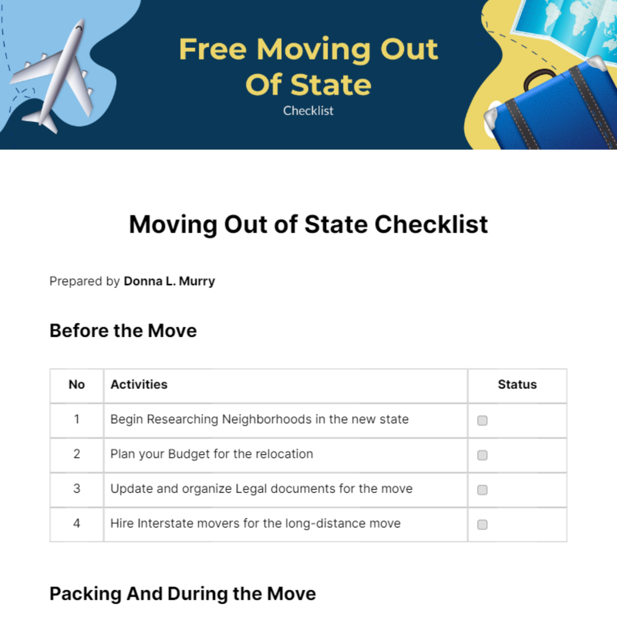 Moving Out Of State Checklist - Edit Online &amp; Download Example