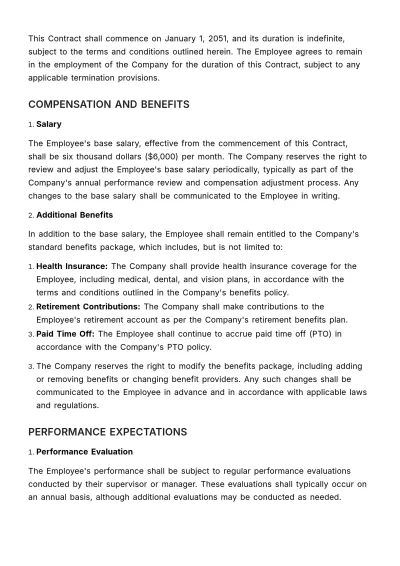 Free Retention Contract HR Template to Edit Online