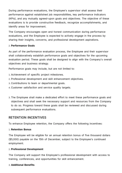 Free Retention Contract HR Template to Edit Online