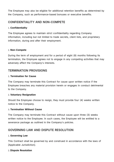 Free Retention Contract HR Template to Edit Online