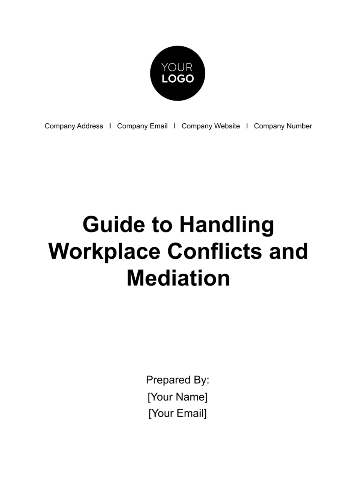 Guide to Handling Workplace Conflicts and Mediation HR Template