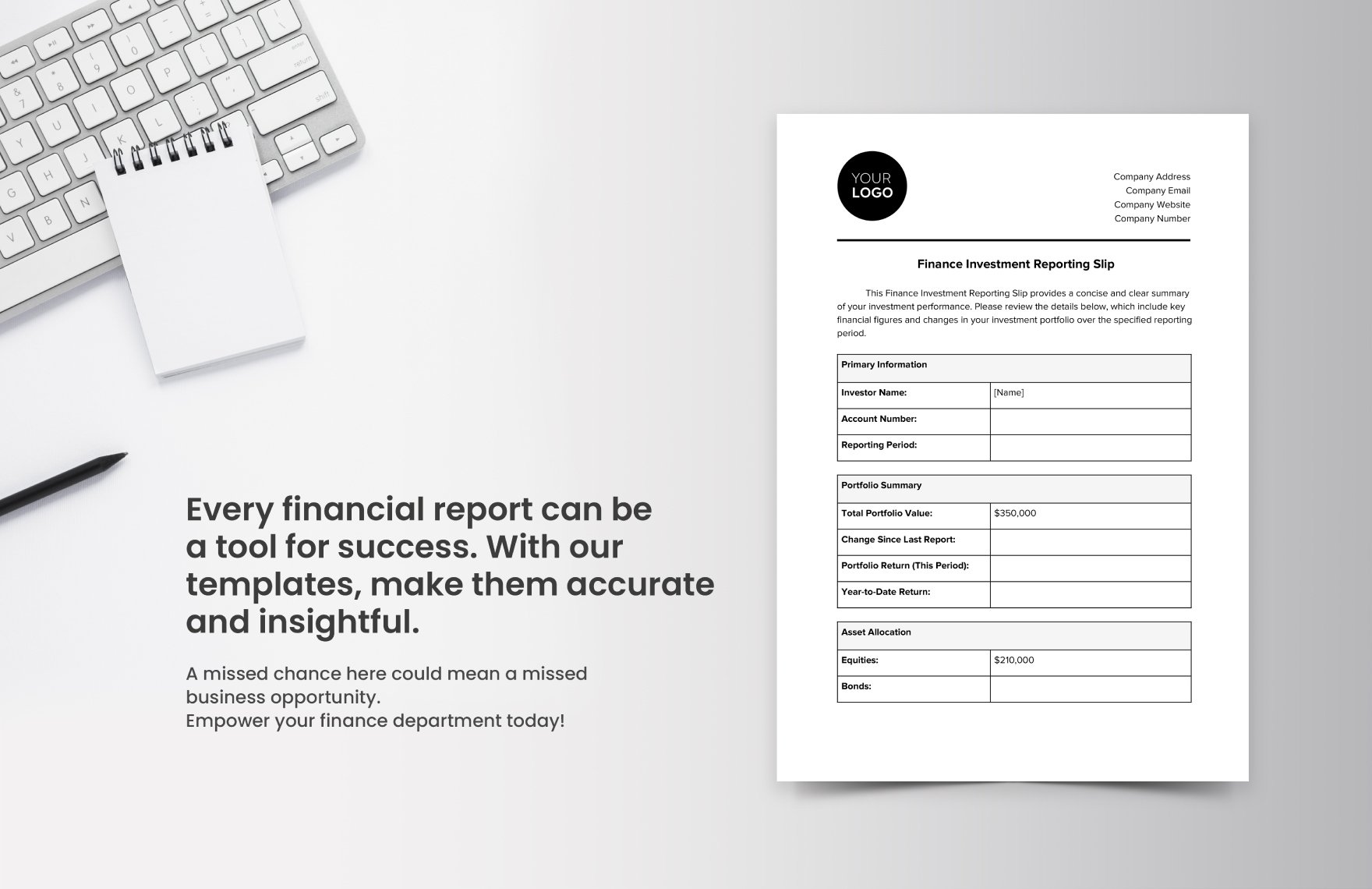 Finance Investment Reporting Slip Template
