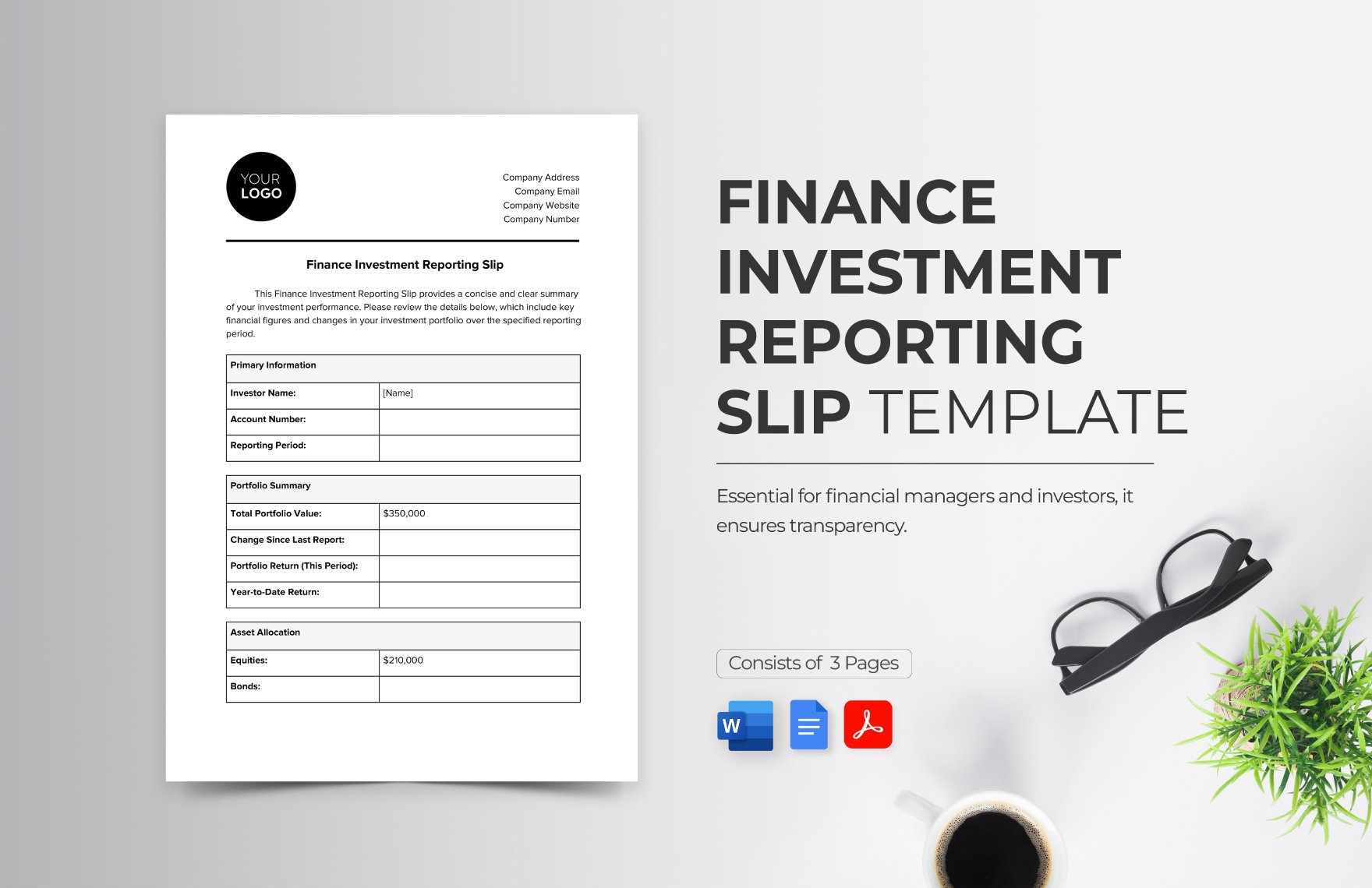 Finance Investment Reporting Slip Template