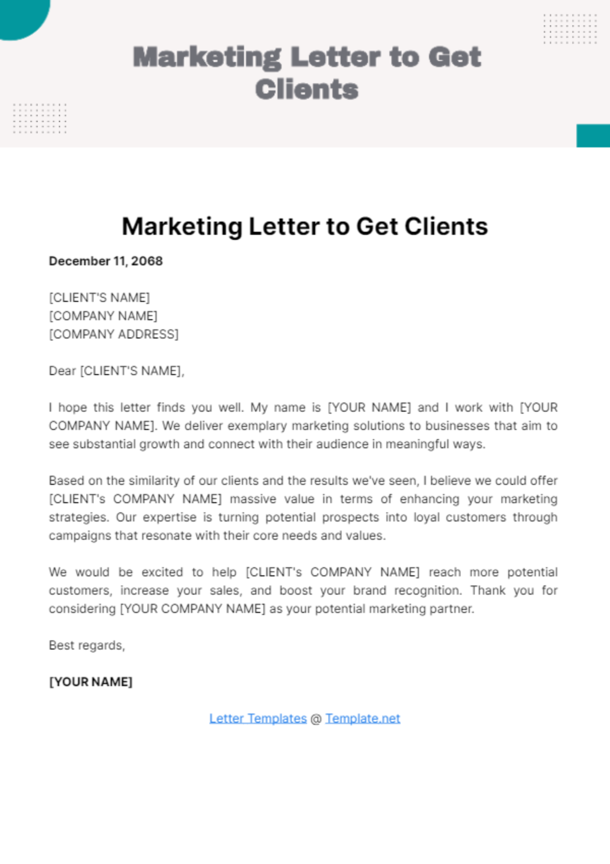 Free Marketing Letter to Get Clients Template