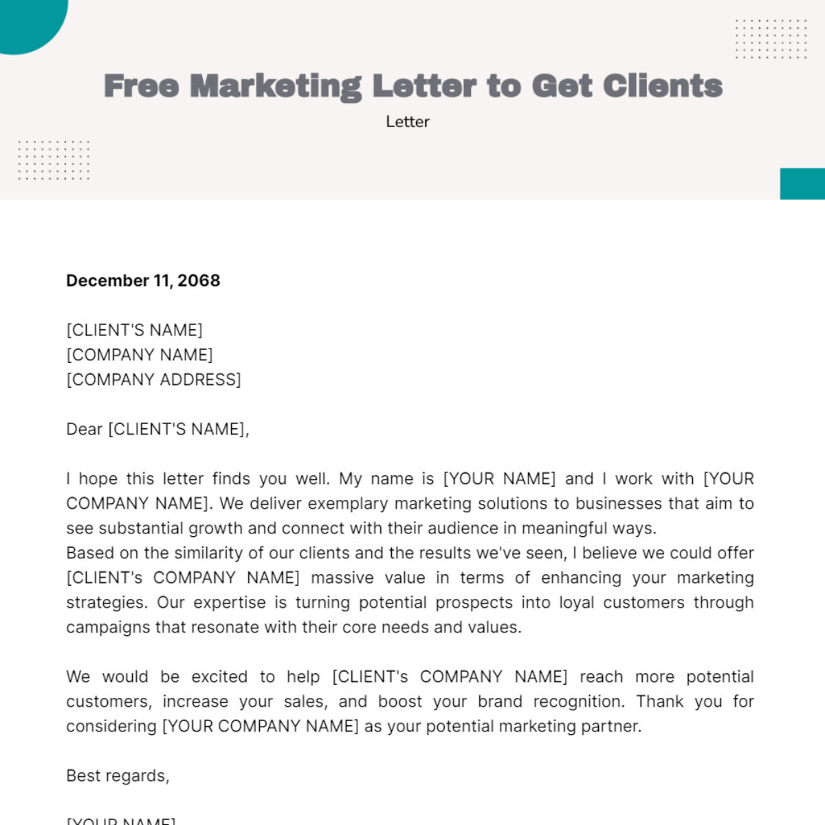 Marketing Letter to Get Clients Template