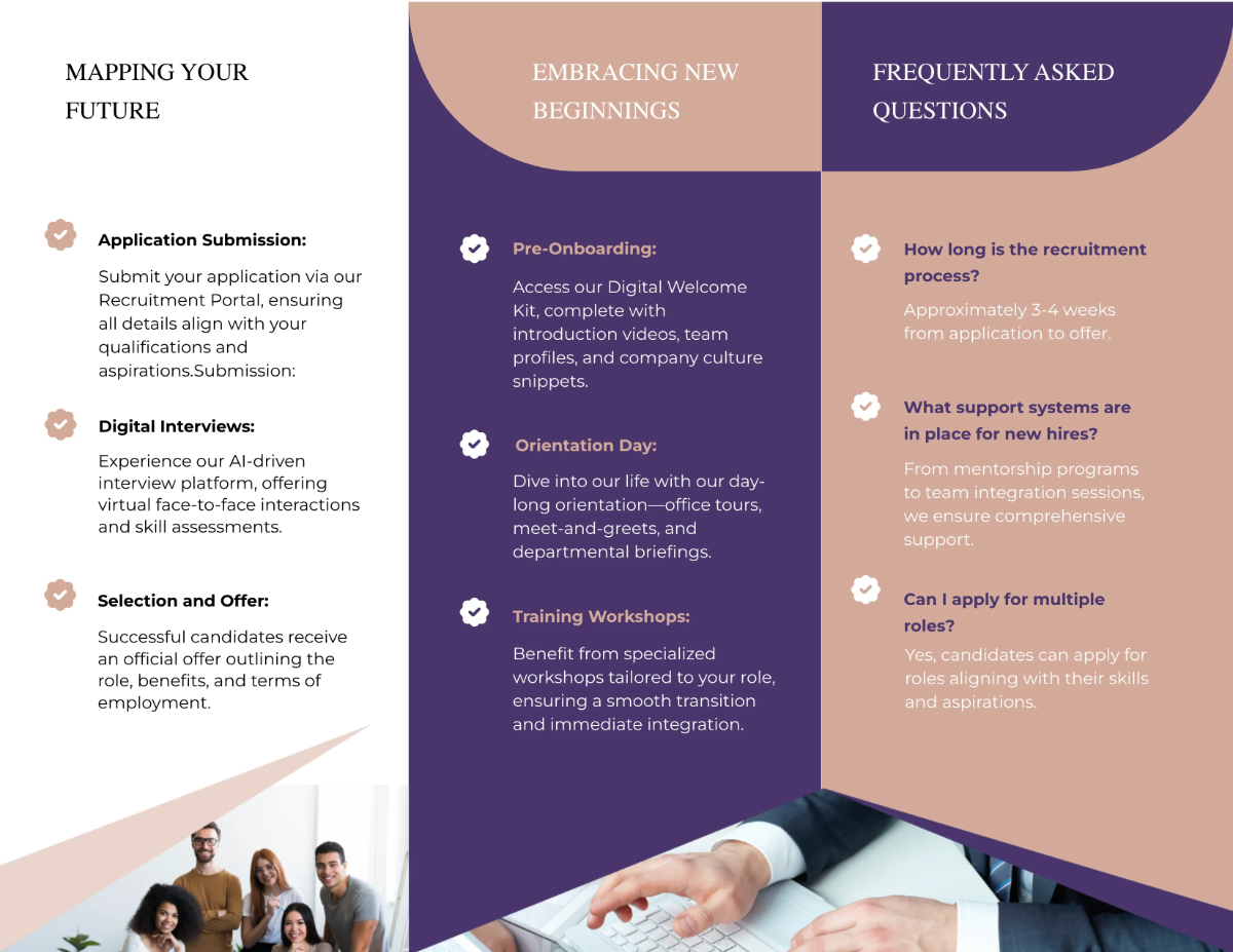 Free Recruitment and Onboarding Guide Brochure HR Template to Edit Online
