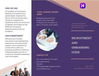Free Recruitment and Onboarding Guide Brochure HR Template to Edit Online