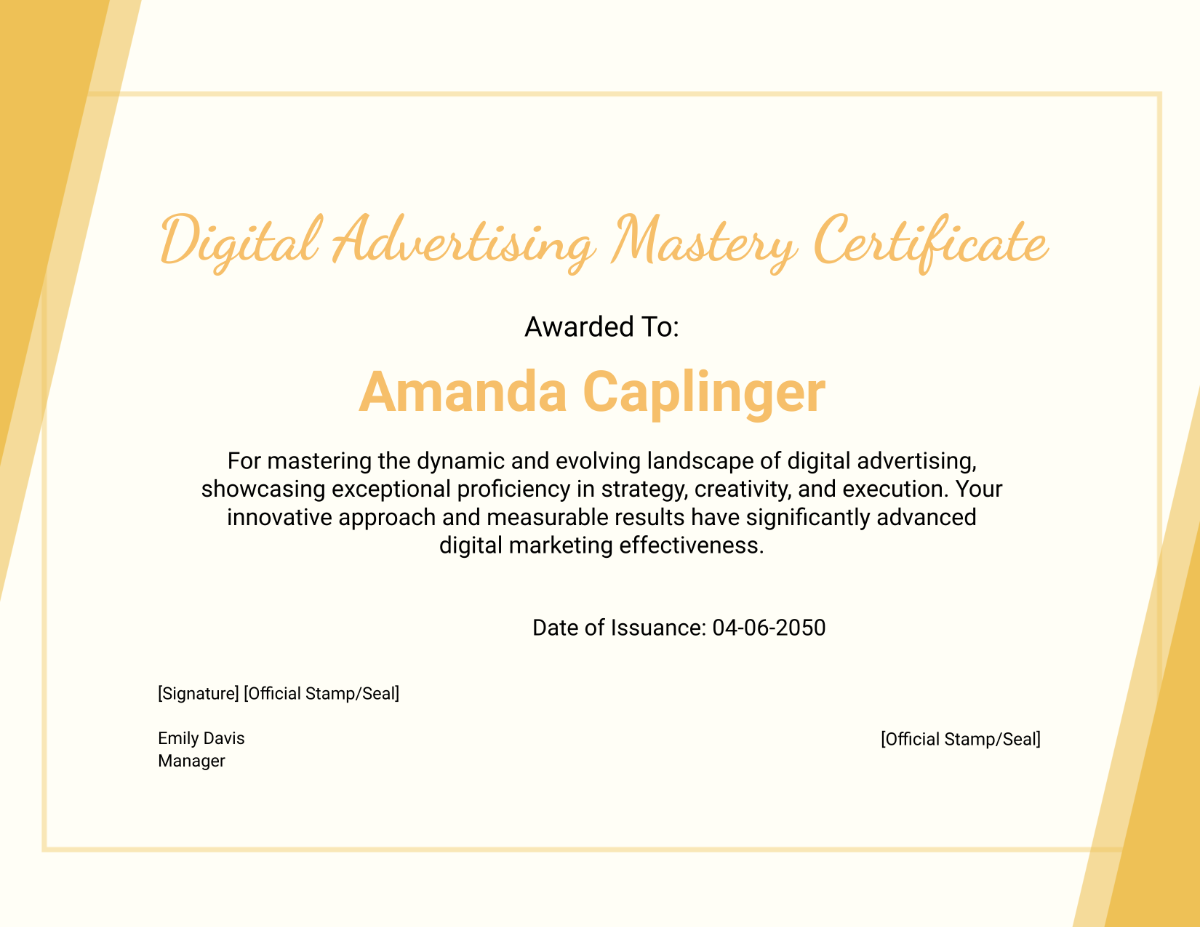 Digital Advertising Mastery Certificate