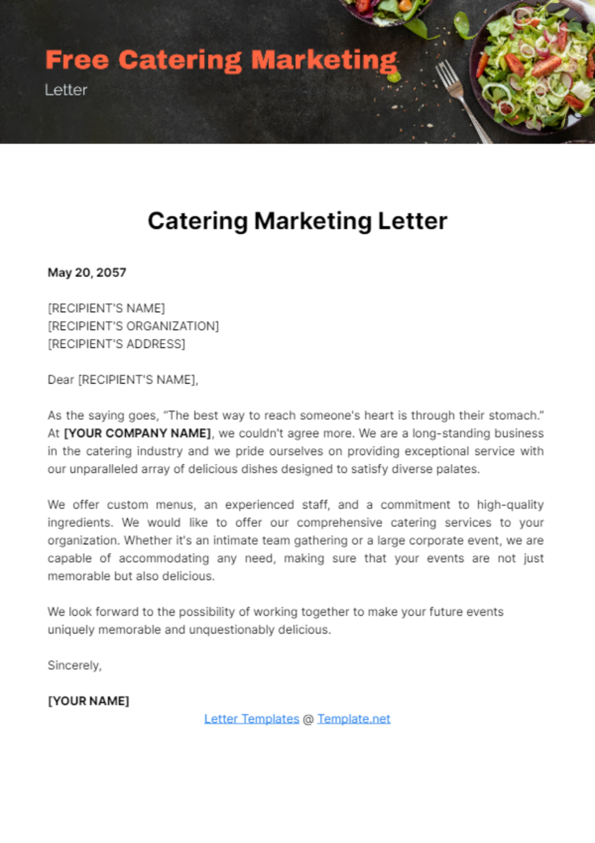 Catering Marketing Letter Template