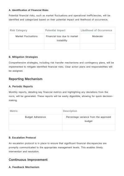 Free Finance Control Monitoring Plan Template to Edit Online