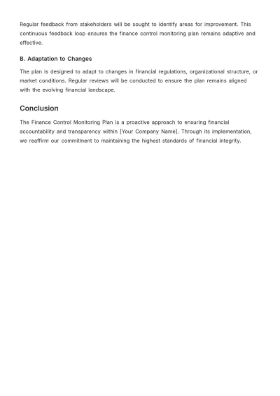 Free Finance Control Monitoring Plan Template to Edit Online