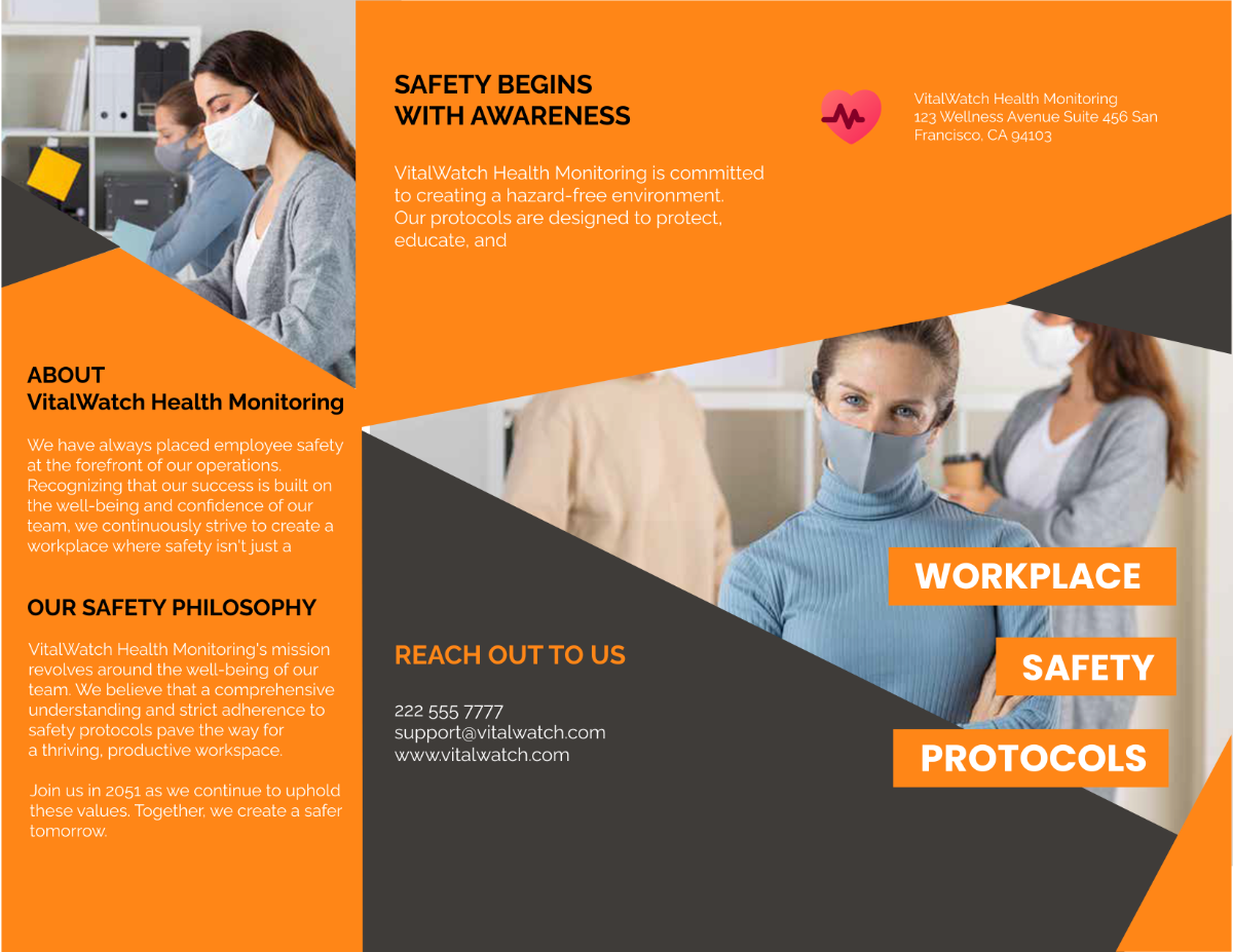 Workplace Safety Protocols Brochure HR Template