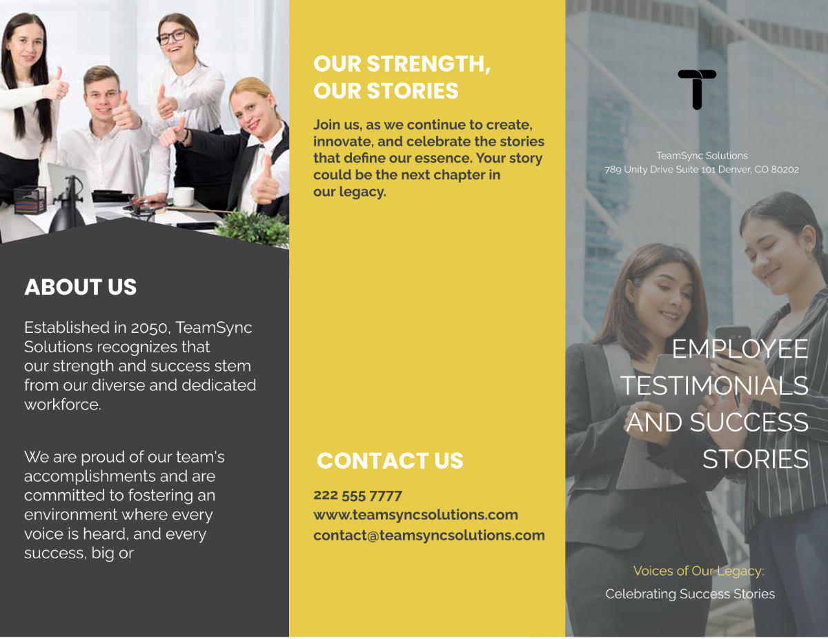 Free Employee Testimonials and Success Stories Brochure HR Template