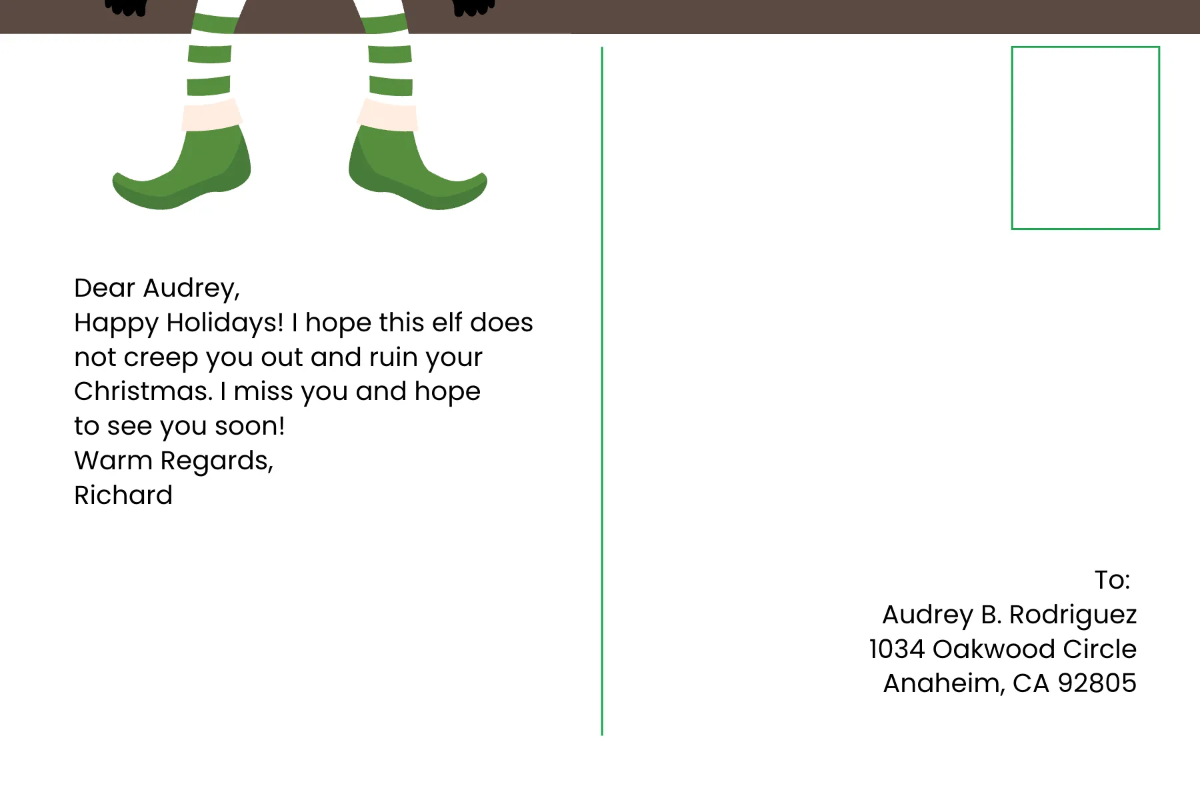 Free Elf on the Shelf Postcard Template to Edit Online