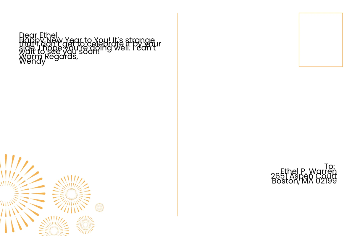 Free Happy New Year Postcard Template to Edit Online