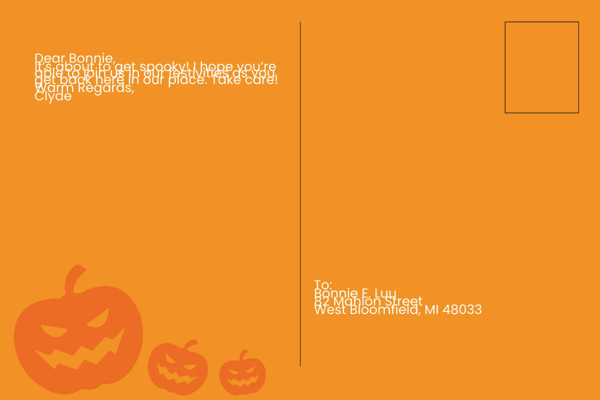 Free Halloween Postcard Template to Edit Online