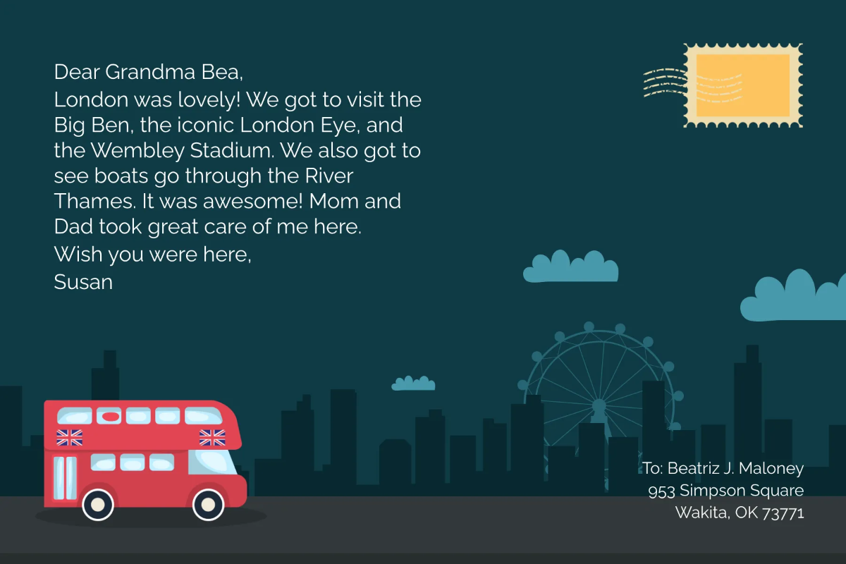 Free Postcard for Kids Template to Edit Online